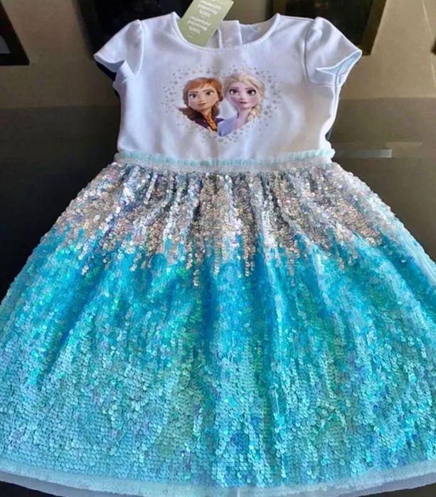 Elza, Elsa, Frozen, Kraina sukienka NOWA CEKINY 122 128