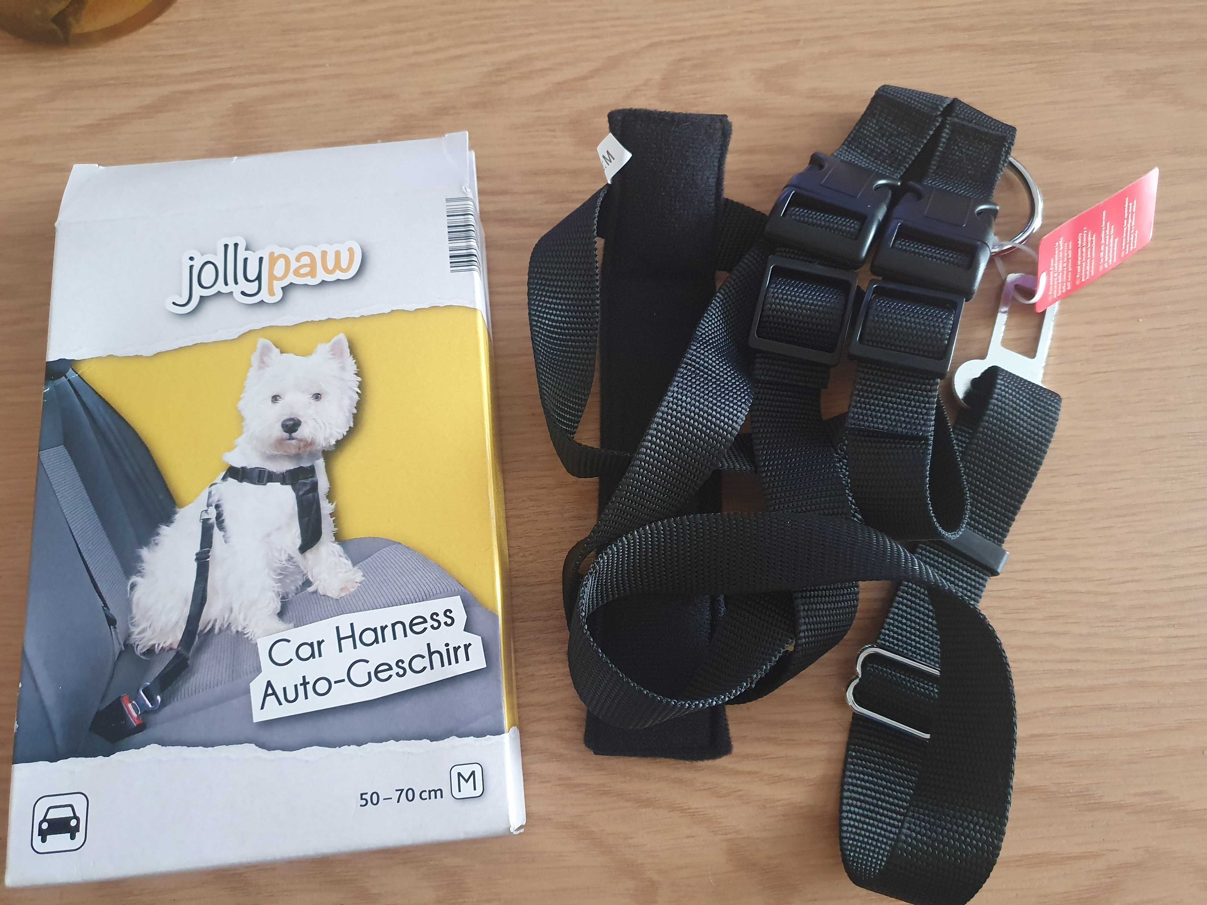 NOWE szelki samochodowe dla psa Jollypaw rozm M 50-70 cm do auta