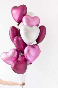 Букет кульок, сердця фольговані з гелієм, 15шт.