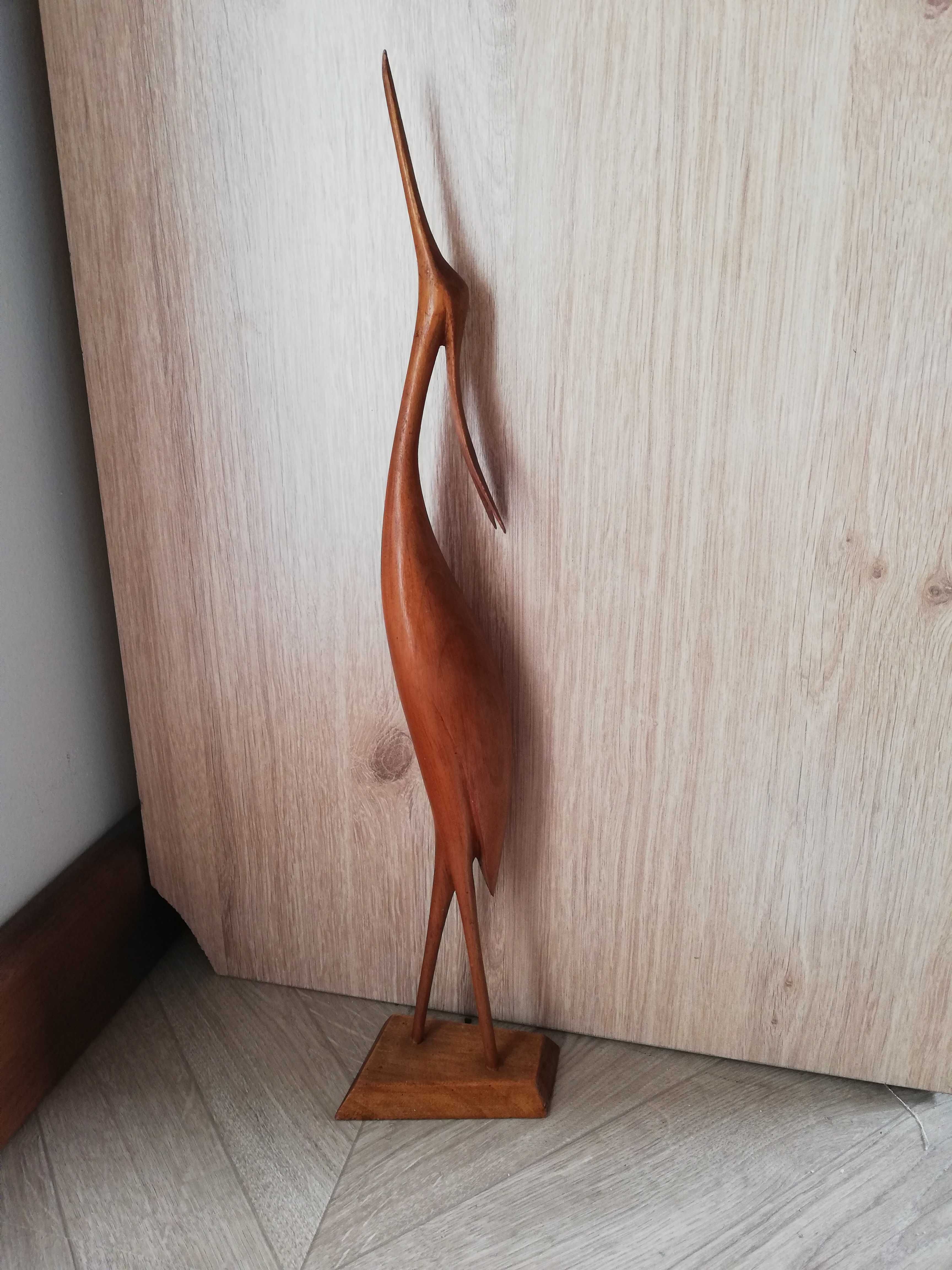 Drewniana figurka ptak czapla żuraw 46cm