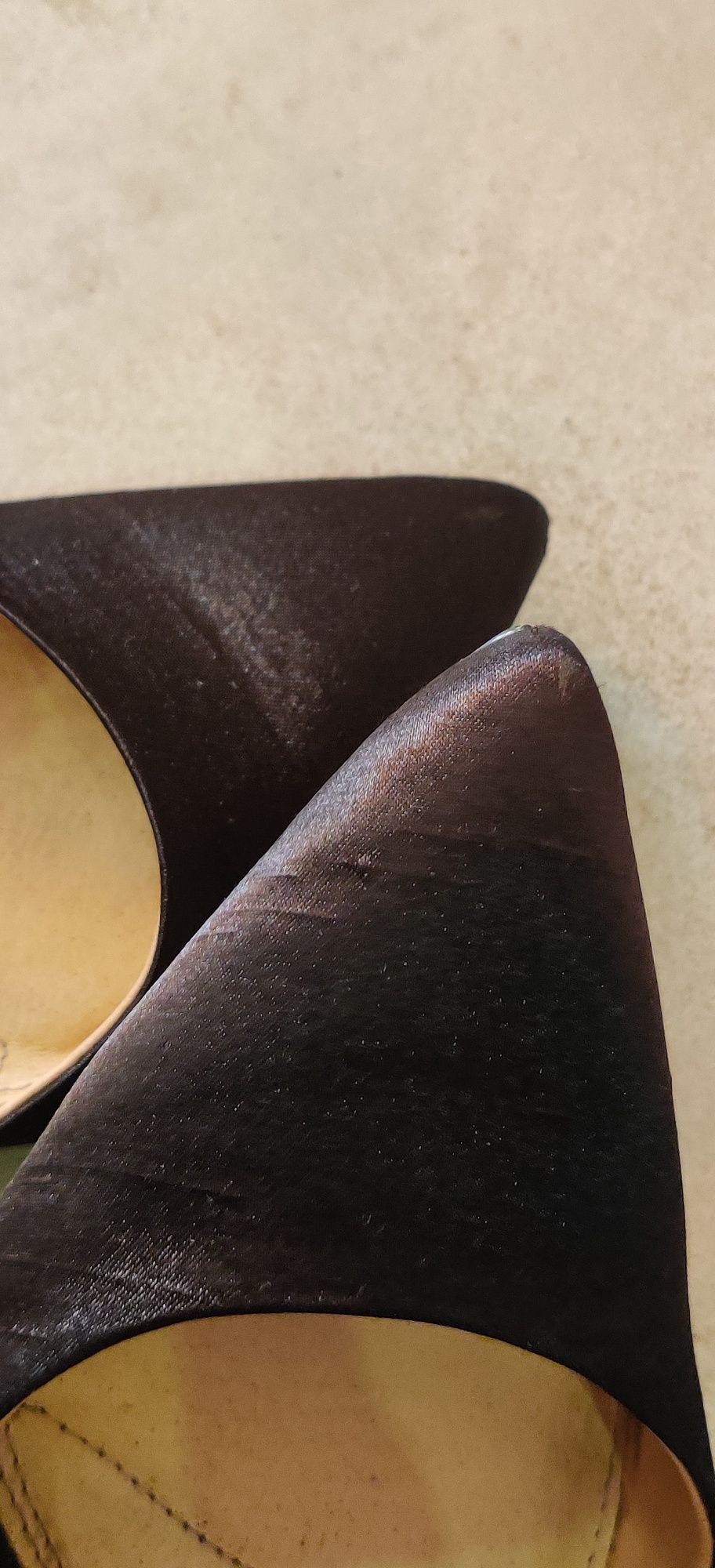 Czarne buty na obcasie szpilki 10cm z szkiełkami Zalando Topshop