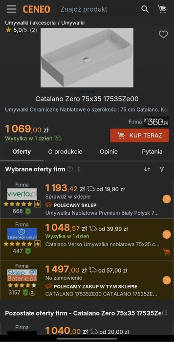 Umywalka Catalano Zero