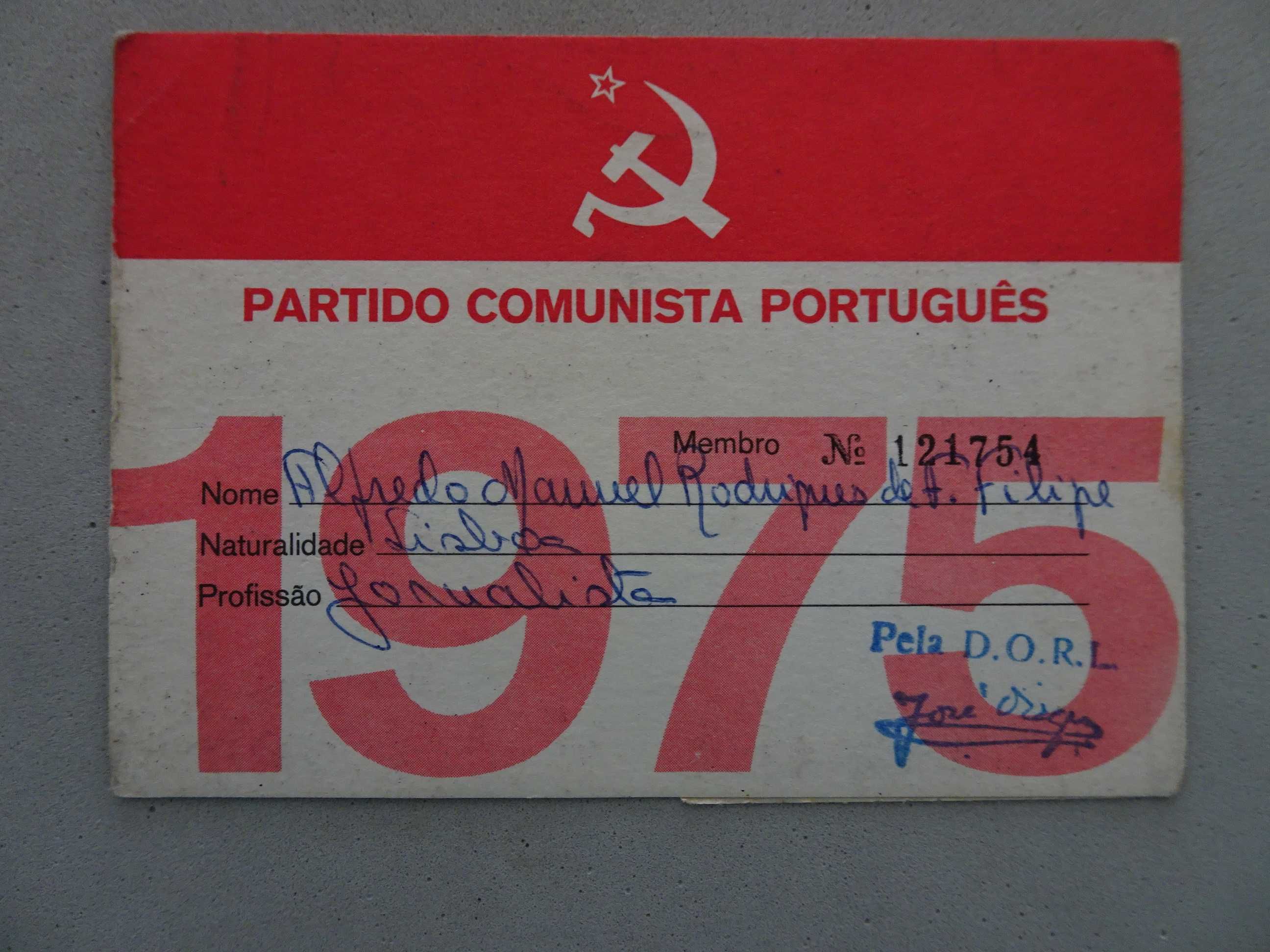 Antigo cartão de membro 1975 do PCP Partido Comunista Português