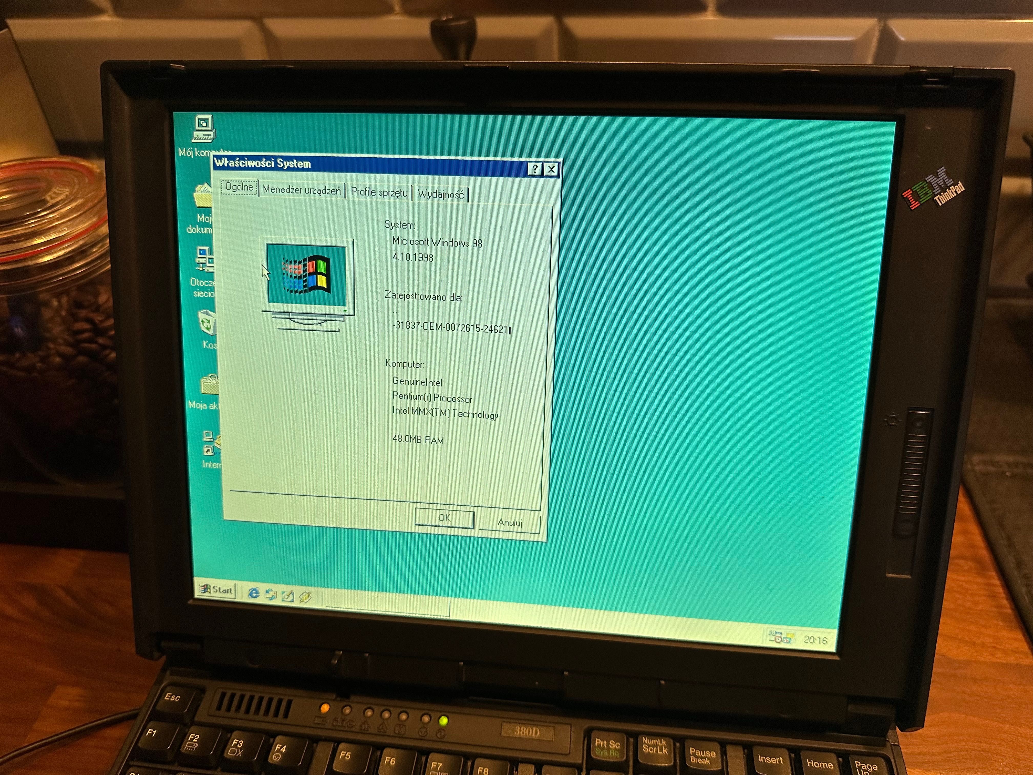 IBM ThinkPad 380d ZABYTEK z 1998 sprawny