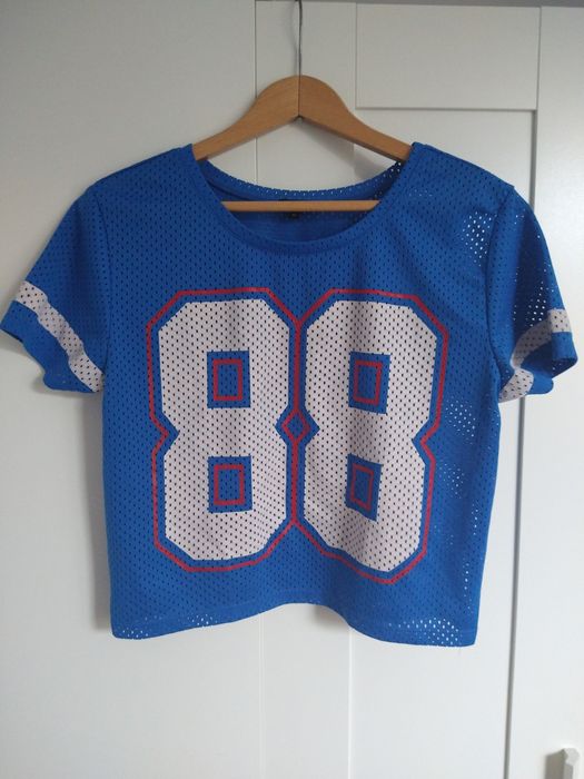 Crop top niebiski siatka River Island