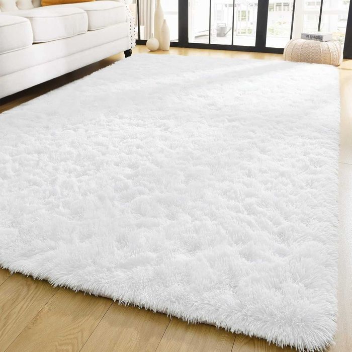 Dywan Shaggy miękki 170x120 cm biały długi włos puszysty