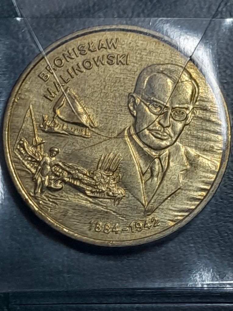 Kolekcjonerska moneta dwuzłotowa Bronisława Malinowskiego.