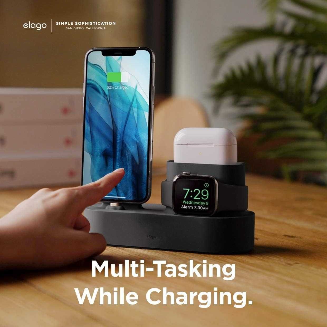 Suporte carregamento elago 3 em 1 para iPhone e Apple watch
