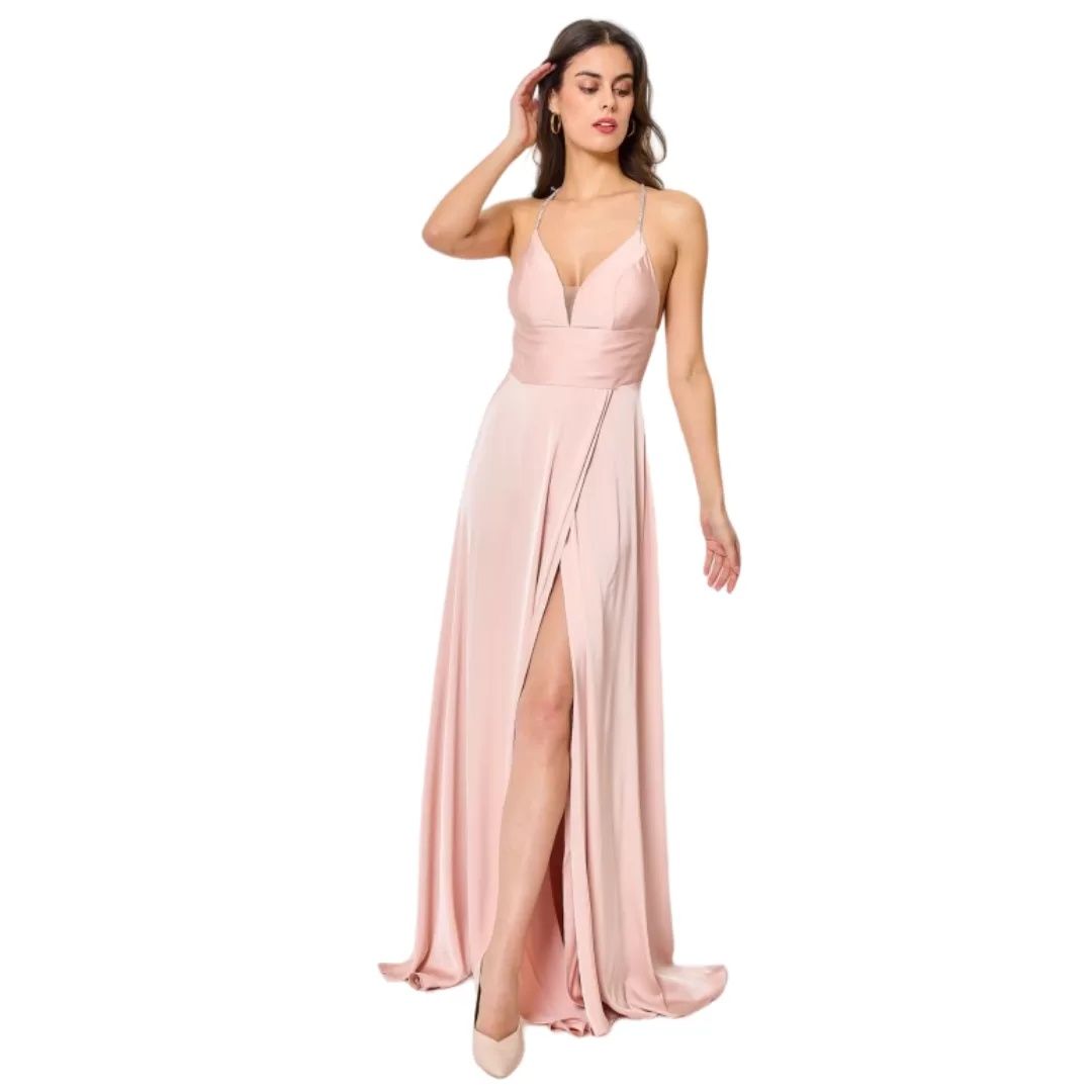 Vestido Cerimónia Rosa Seco