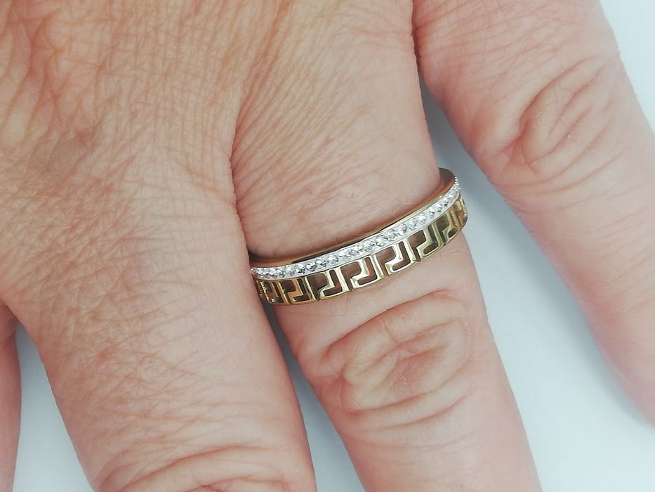 Pierścionek stal chirurgiczna Xuping grecki wzór 10