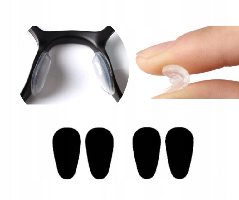 Noski Do Okularów Kształt Łzy 2 Pary Łezki Antypoślizgowe 4 Szt Czarne