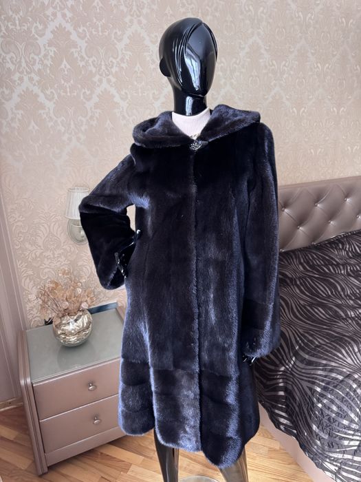 22.12 Київ примірки! Норкова шуба 100 см, 42-46, blacknafa