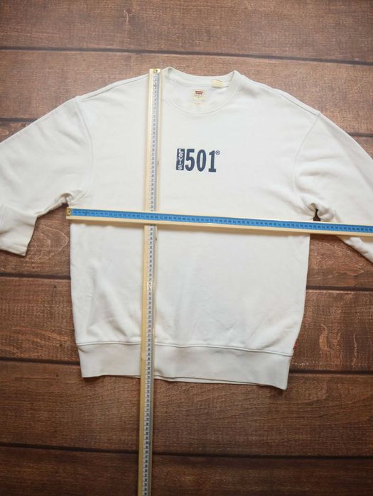 Levis 501 navy white  biała bluza bez kaptura z grantowym haft logo