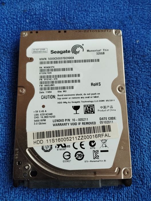 Жёсткий диск на ноутбук Леново - 320 Гб б/у.