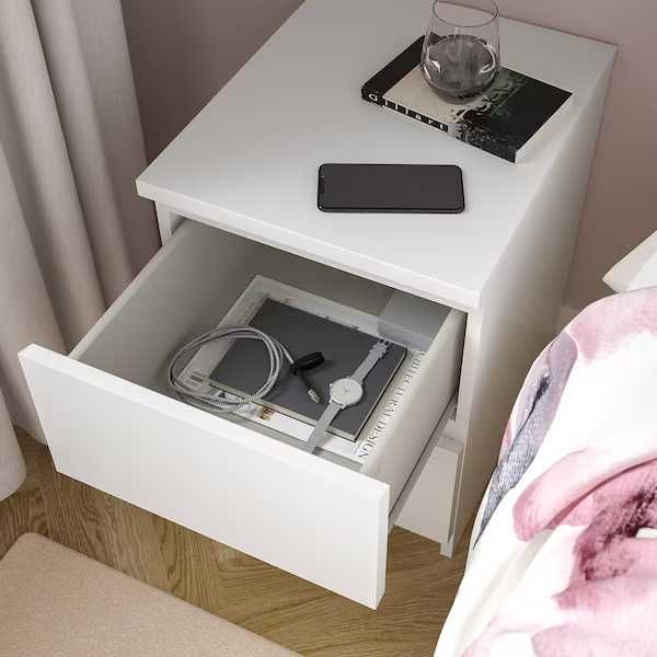 MALM połysk Komoda Nocna Ikea 2 szuflady biała 40x55 Nowa kartony