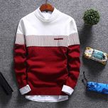 NOWY Sweter męski M w paski (biało-czerwony)