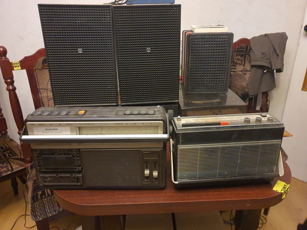 Radio amator z kolumnami, unitra diora MK122, unitra RM 221