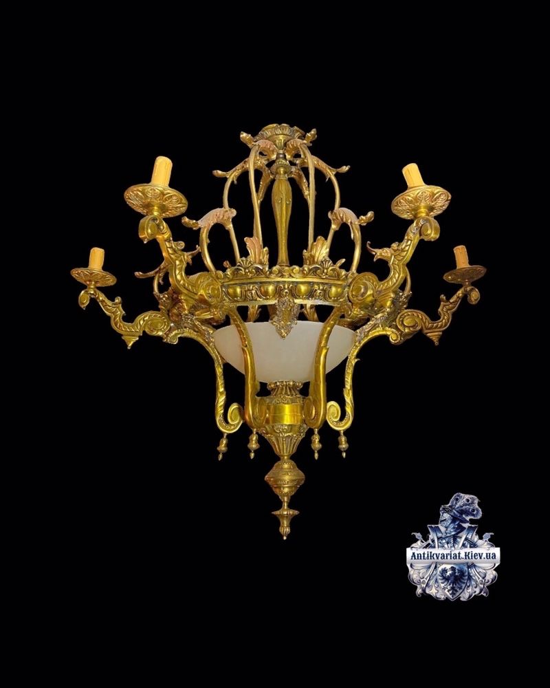 антикварная бронзовая люстра лампа светильник антиквариат Киев Украина