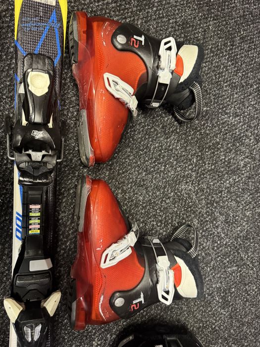 Zestaw Narty Junior Salomon 100cm + Buty Salomon 21cm + Kask Atomic