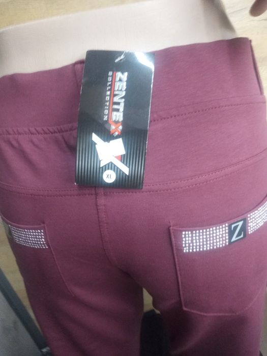 Spodnie bawełna Zentex wyprzedaż Xl bordo