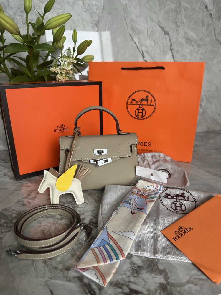 Сумка Hermes Kelly 20 mini epsom etain, Ермес Келлі міні, Эрмес Келли