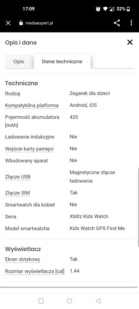 Smartwatch XBLITZ Kids zegarek dla dzieci GPS Niebieski