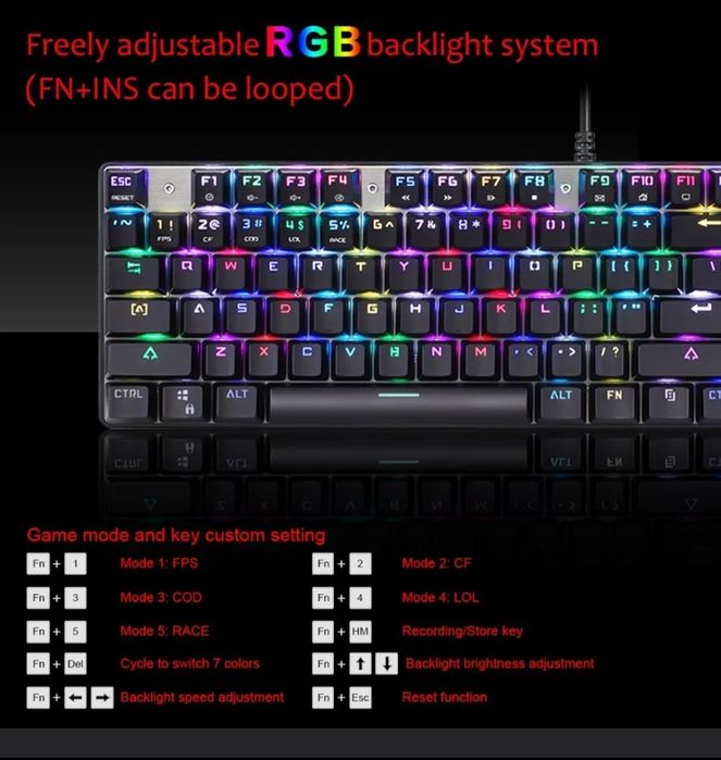 Teclado mecânico RGB + Mouse RGB  MotoSpeed ​​CK888