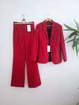 Nowy czerwony elegancki garnitur marynarka spodnie S 36
