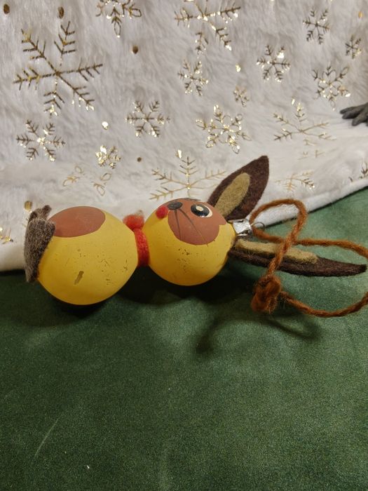 Bombka choinkowa Zajączek szkło PRL