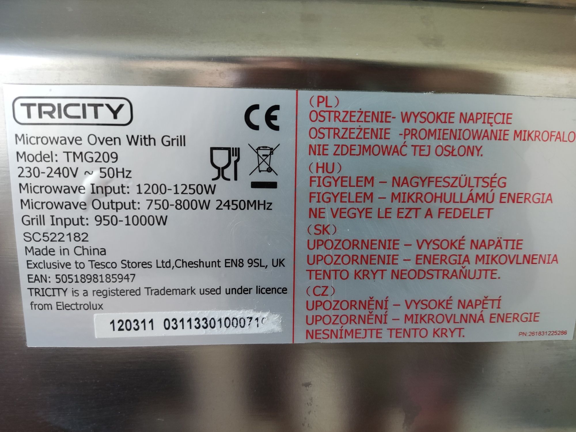 Mikrofalówka Tricity TMG209 800Watt Grill 23L
