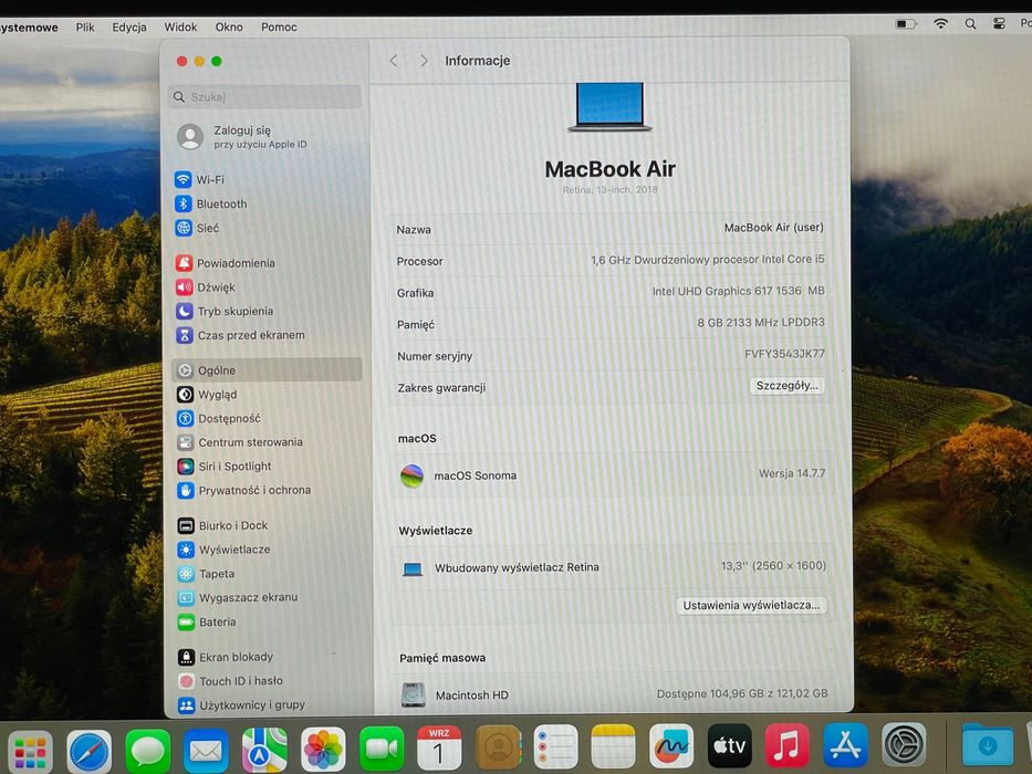 2019 MacBook Air A1932 13" i5 1,6Ghz 8GB 128GB