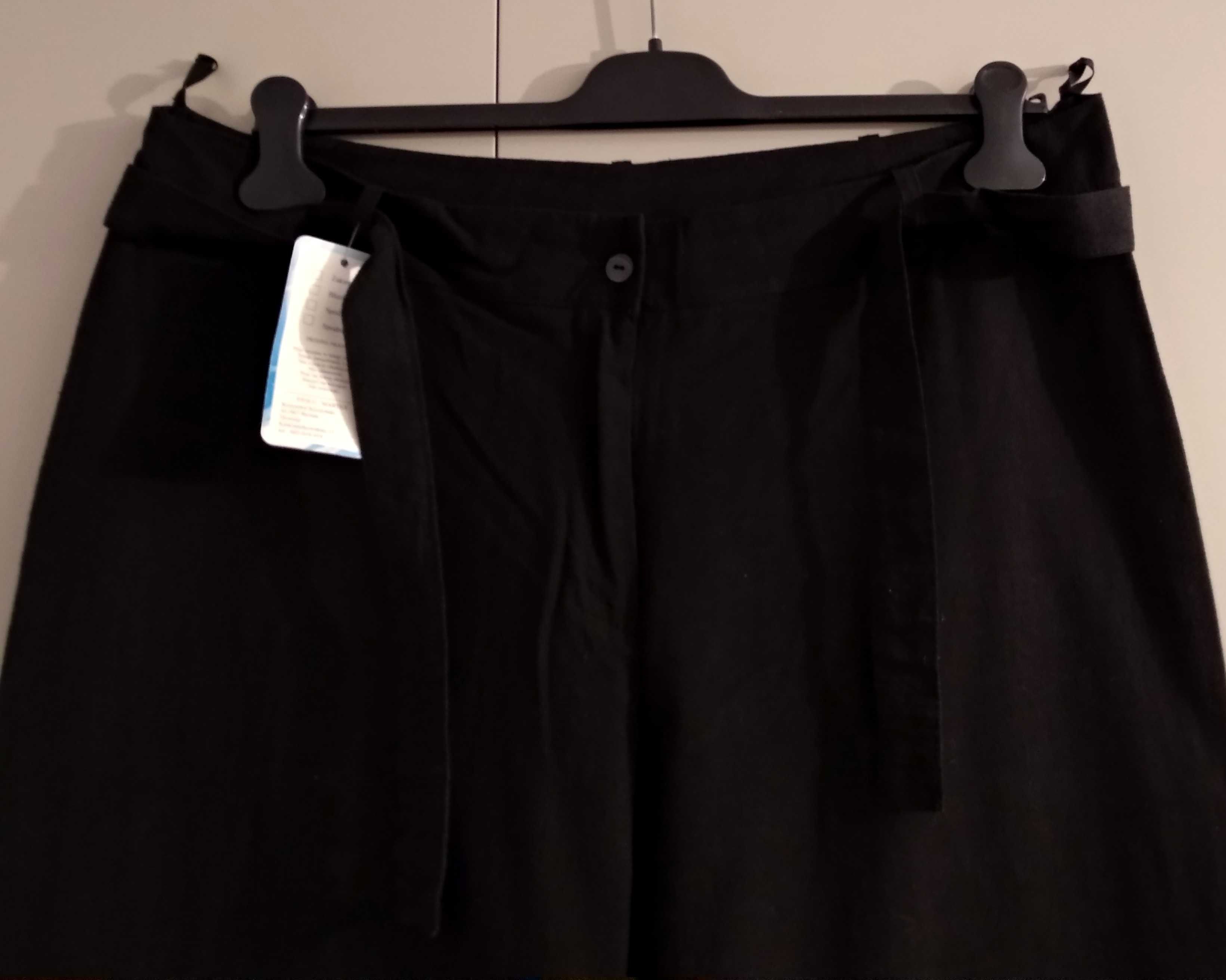 Spodnie materiałowe 100% bawełny, czarne, rozmiar 50, pas 104 cm. NOWE