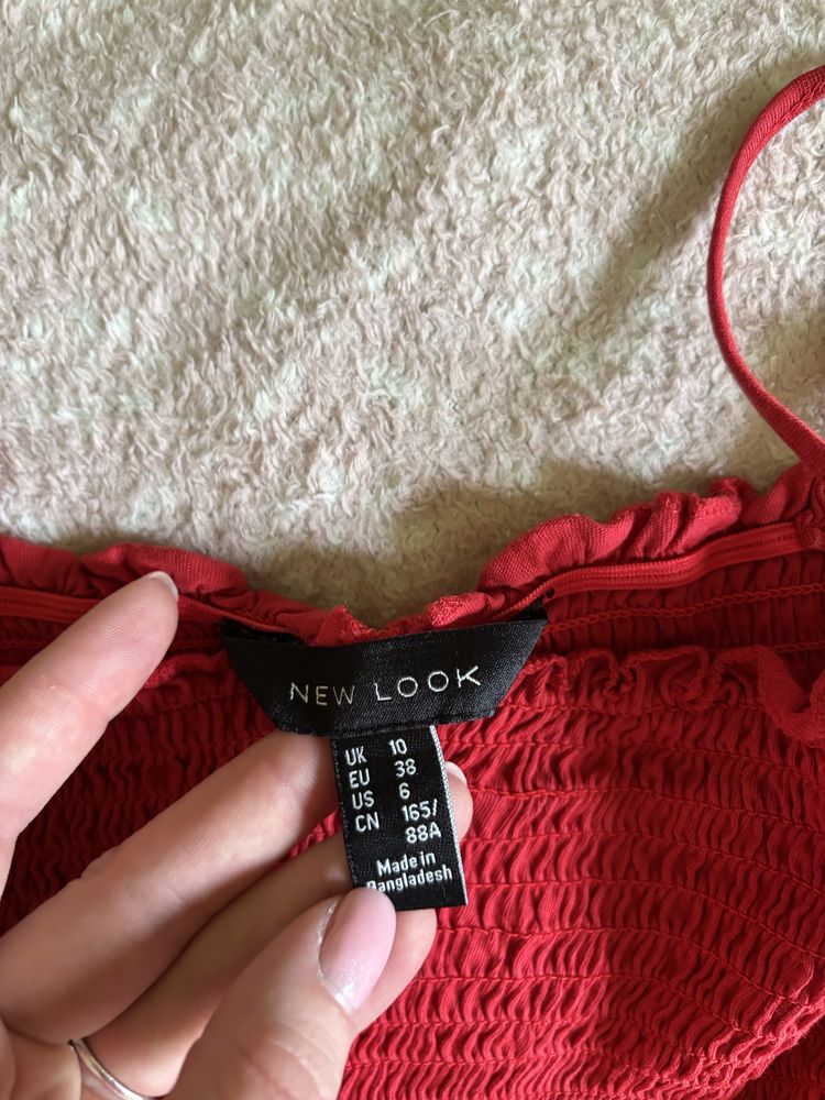 Top New Look, czerwony, na ramiączkach, M
