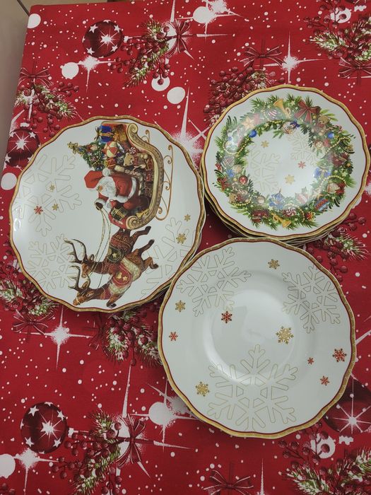 Новогодняя посуда рождество столовый сервиз на 6 персон