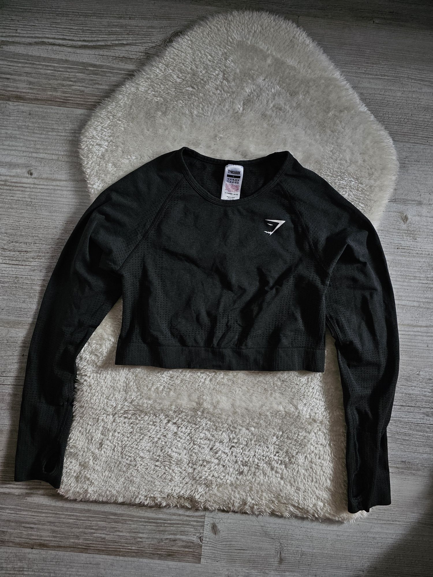 Gymshark Vital Seamless Crop Top Rozmiar L Czarny Long Sleeve Koszulka