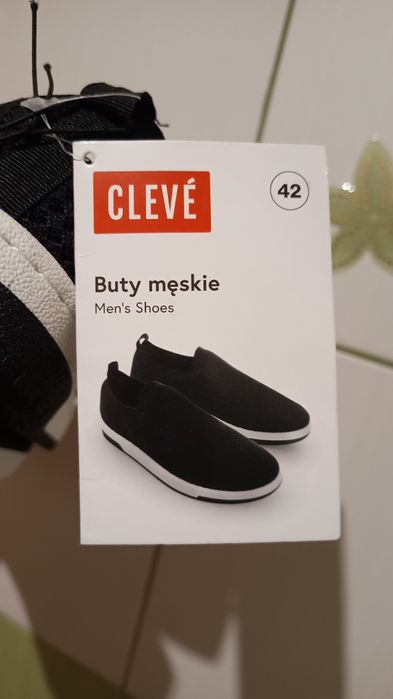 Clevé  NOWE Męskie przewiewne wsuwane sneakersy / mokasyny,  42/27 cm