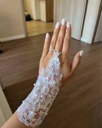Rękawiczki slubne komunia wesele z prrelkami nowe