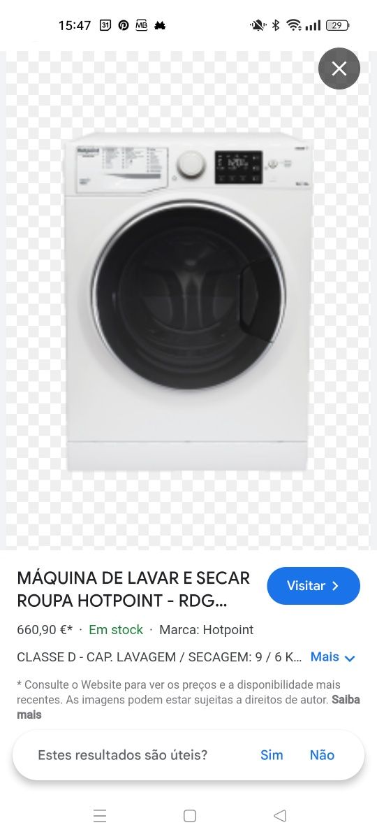 Máquina lavar e secar