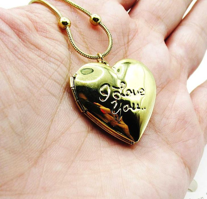 Naszyjnik linka stal chirurgiczna zawieszka serce puzderko kulki C884