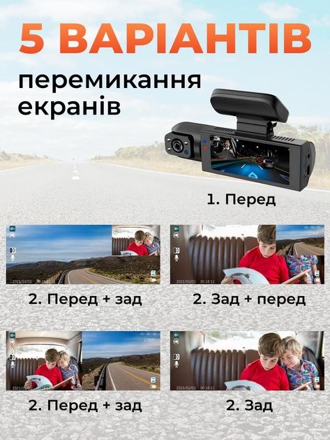 Відеореєстратор автомобільний камера для авто циклічний запис датчик