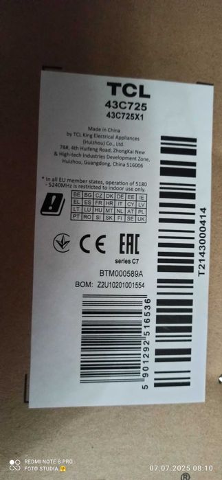 TCL 43C725 QLED 4K T2 Android11 2022p.