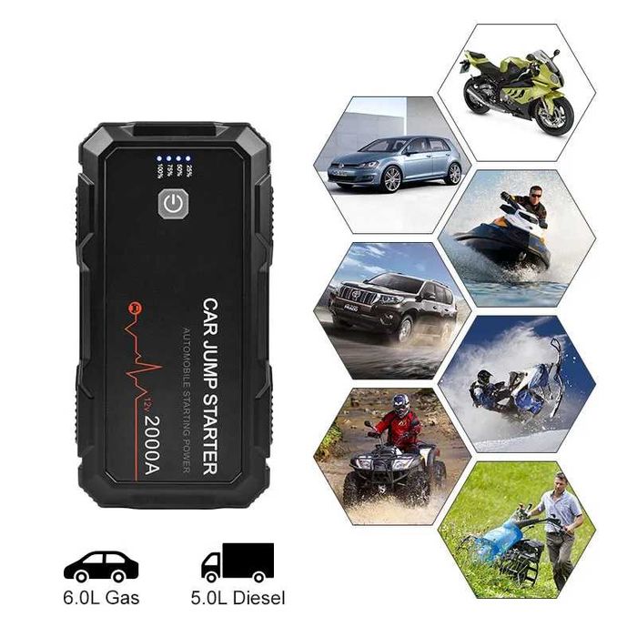 Booster Arranque Baterias 12V  2000A Power Bank USB/20.000mAh (NOVO)