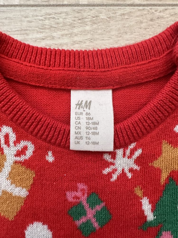 H&M новогодний свитер джемпер кофта 86