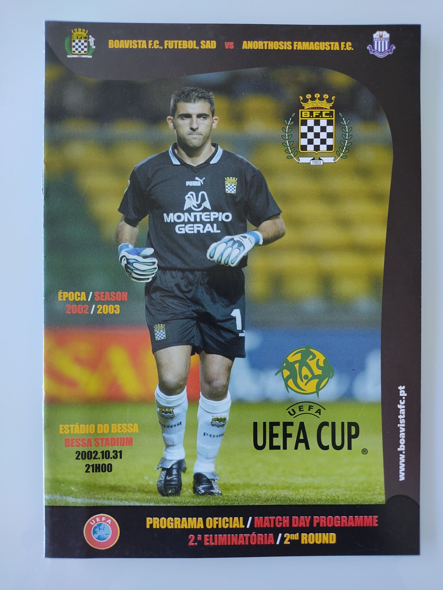 Programa de jogo Boavista Anorthosis Famagusta UEFA 2002/03