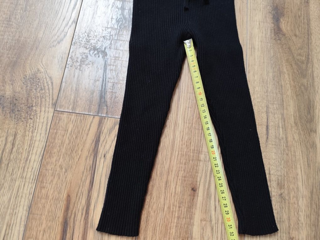 Legginsy 98 Zara mięsista prążkowana bawełna czarne klasyka