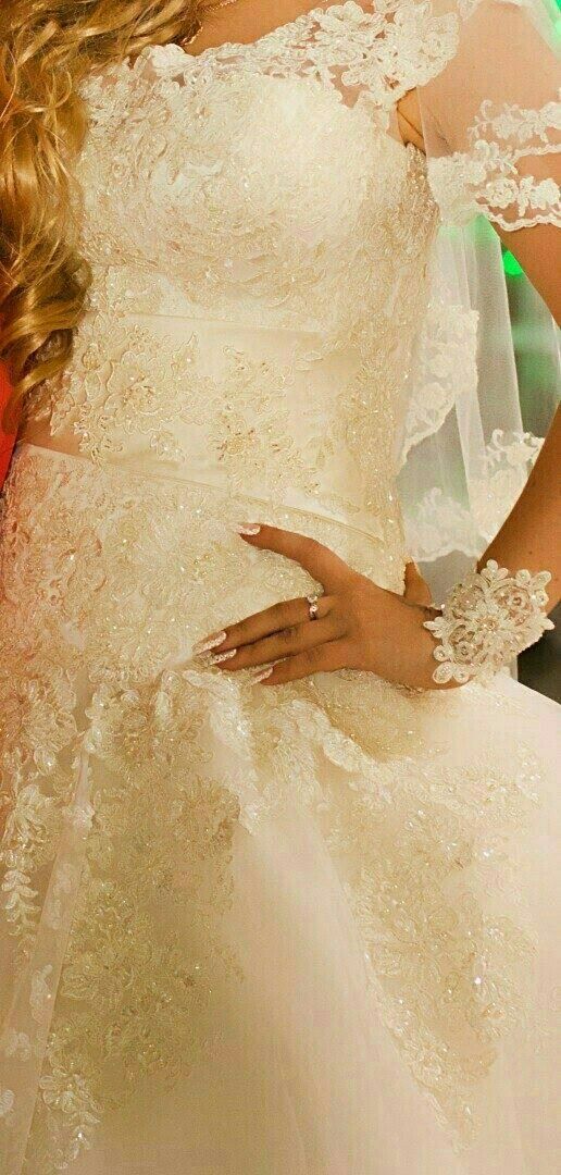 Кружевное Свадебное платье айвори,французкое кружево