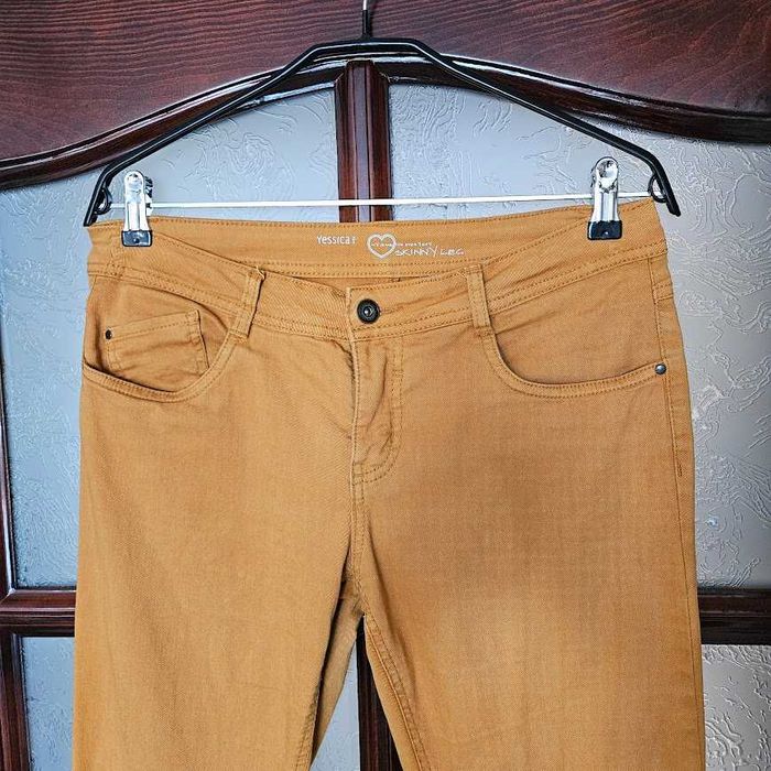 spodnie damskie jeansy miodowo-musztardowe Yessica