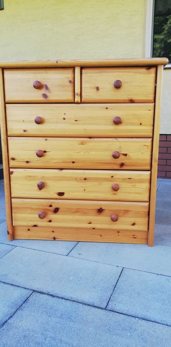 Komoda stylowa drewniana szafka sosnowa szuflady surowa bieliźniarka