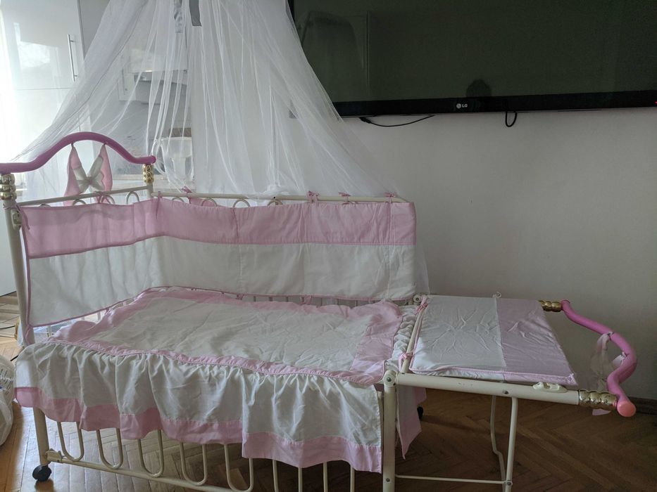 Ліжечко дитяче пеленальний столик металеве трансформер Geoby