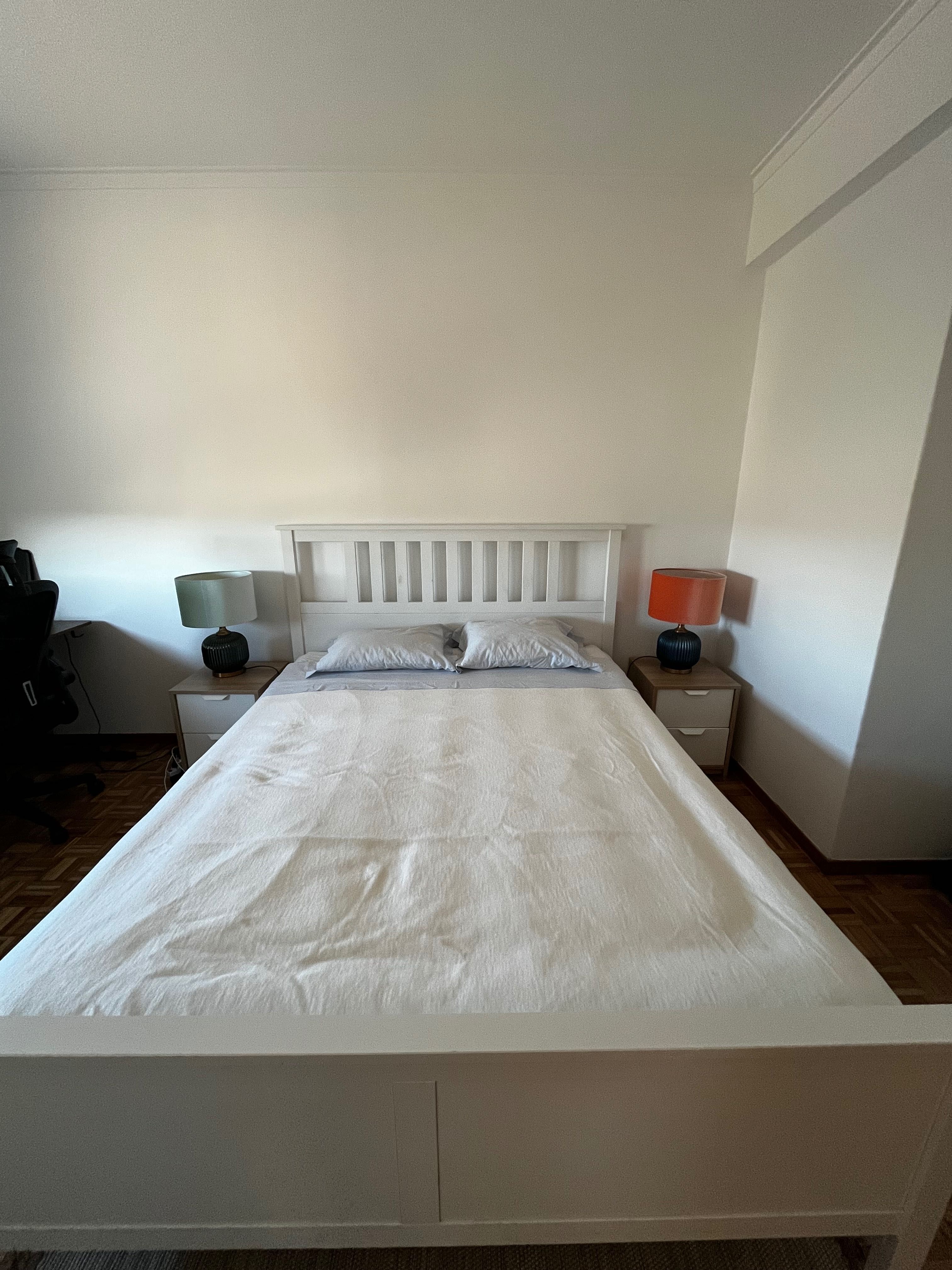Estrutura de cama, velatura branca/Lönset